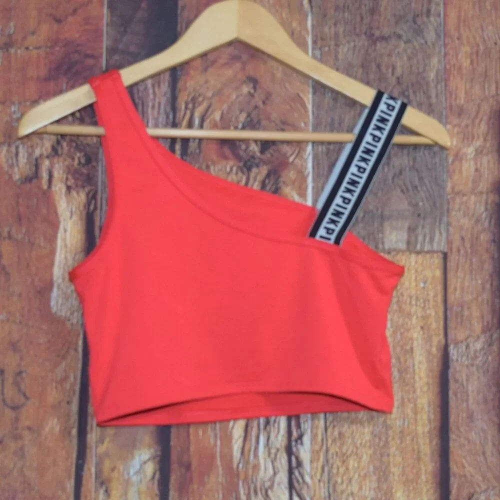 Victoria's Secret Pink ULTIMATE Unlined SPORTS CROP TOP Women's Sz M Bra Shirt - Picture 4 of 7